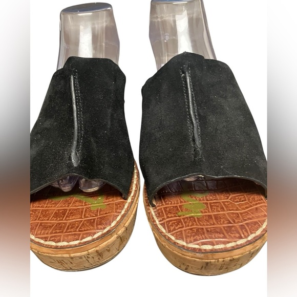 Sam Edelman Ranger Sandal  Black Suede Cork Platform Wedge Slides Women Size 10‎ - Picture 6 of 11